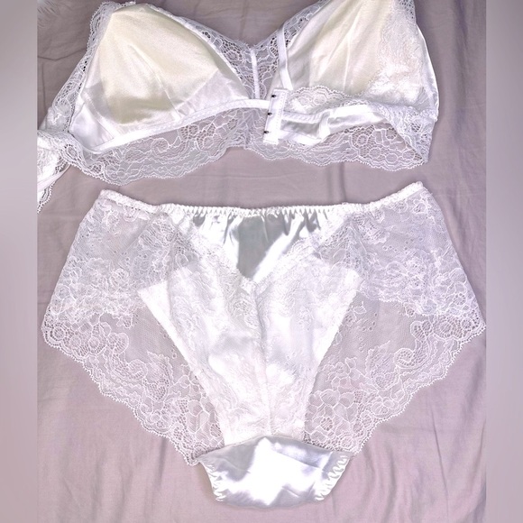 NWT Silksilky 100% Pure Silk -Silk Blend Solid Color Bra & Panty Set Color white - Picture 10 of 13